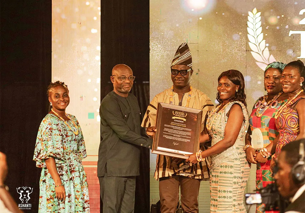 Accepting award